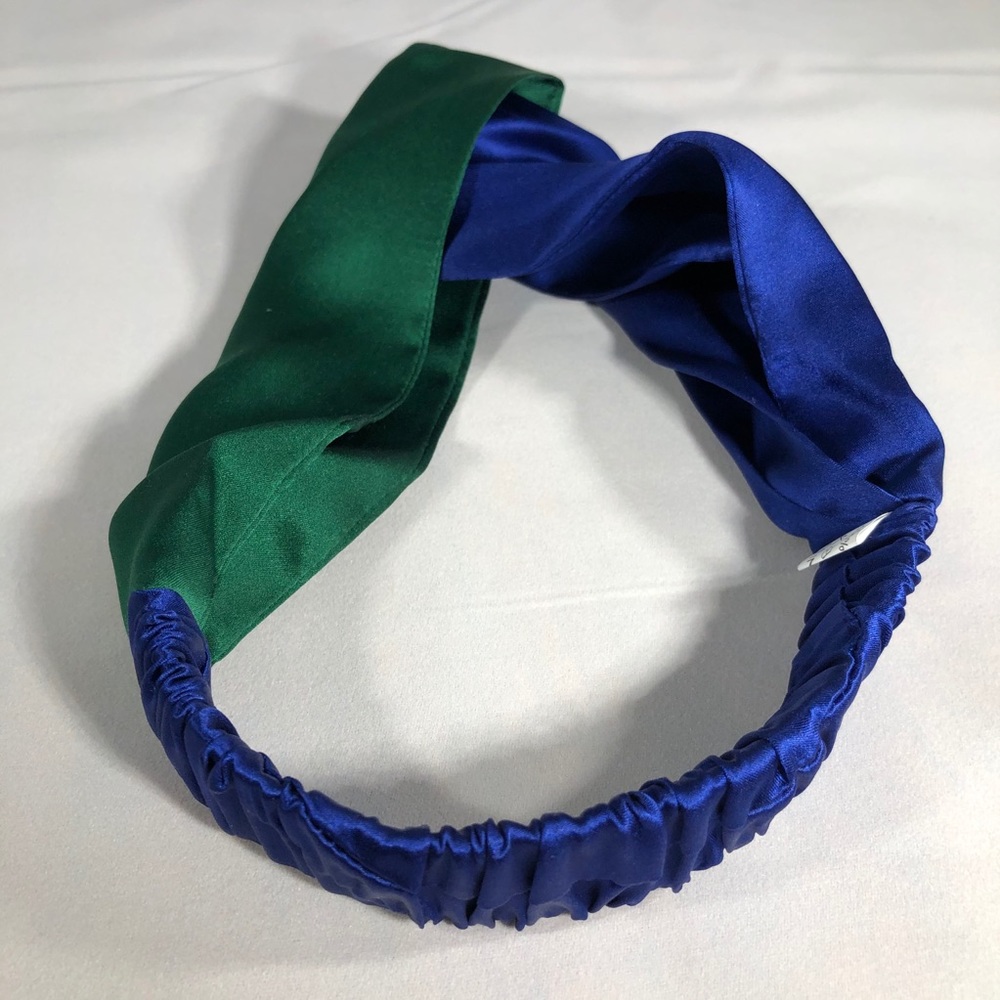Blue and Green Mulberry Silk Twist Headband - Picture 3 of 3